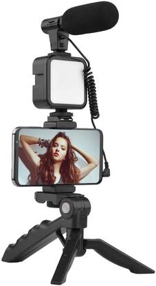 KSD Durable Vlogging Kit Camera Phone Tripod Led Light Selfie Stick With Microphone Tripod Kit