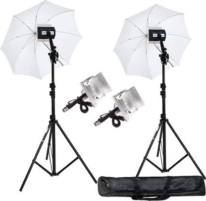 QURACK B4 Sungun 9ft Light Stand,B4/Sungun,1000W Halogen Tube(B4 Light Set of 2) White Reflector Umbrella