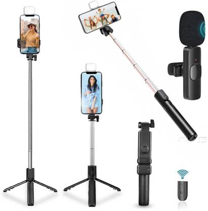GADGETSWEAR (Combo with Wireless K8 Mic) Selfie Stick with Tripod Stand, Tripod Kit