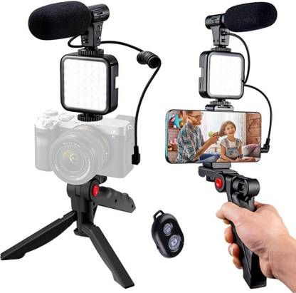 TPZ Vlogging Kit for Video Making with Mic, Tripod, LED Light & Phone Holder Clip Tripod Kit