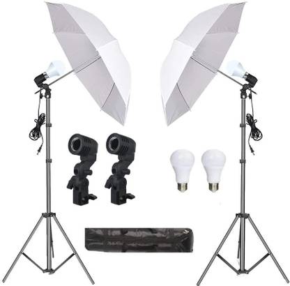 PICPRO Umbrella Light for Studio + 20W Bulb for Photography Videography Single Holder Tripod Kit