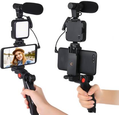 CHG LED Light & Phone Holder Clip for Making Videos, Recording YouTube Videos 3 Axis Gimbal for Mobile