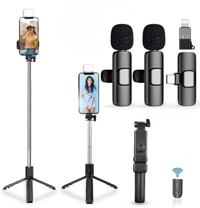 GADGETSWEAR (Combo with Wireless R1s with K9 Mic Set) Selfie Stick with Tripod Stand, Tripod Kit