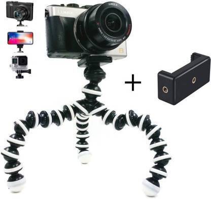 ZOPHORUS Flexible Rotatable Mobile Stand With holder Tripod (Black, White Tripod