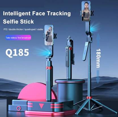 RETRACK Q185 Smart AI 360° Auto Face Tracking 1800mm long Anti-Shake Gimbal Tripod Quad-Leg Stabilizer Handheld Anti-shake Live Broadcast Bracket Tripod Bluetooth Selfie Stick
