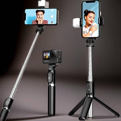 GUGGU Adjustable (Tripod) and (Selfie Stick) with Bluetooth Connectivity AW202 Tripod