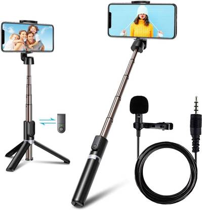 Planetoid Mobile Selfie Stick Tripod Stand with Selfie Shutter Remote & Collar Mic Tripod, Tripod Kit, Monopod Kit, Monopod, Tripod Ball Head, Tripod Bracket