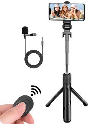 WRADER Tripod Selfie Stand Tripod with Mic for Vlogging Reels and Video Recording Tripod, Monopod
