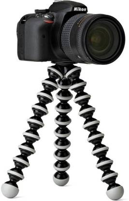 SG Retails Hub Gorilla Tripod 10" - Fully Flexible Foldable Octopus Mini Tripod Stand (Big 10 Inch Height) for Mobile Camera , DSLR , Smartphone & Action Cameras | Twist It | Bend It | Tilt It | With Universal Mobile Monopod "Mount Adapter" Monopod (Black & White, Supports Up to 1.5) Tripod, Monopod