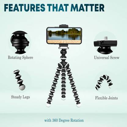 SOJUBA Camera Tripod| selfie shooter| Projector Tripod| DSLR Tripod| Flexible Stand Tripod, Tripod Clamp