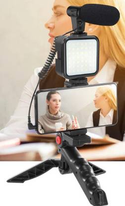 gravity VK39 Mobile Vlogging Kit with Microphone Tripod and LED Light Vlogging Mobile Tripod