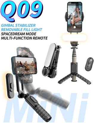 RETRACK Q09 Mini Gimbal STABILIZER 360 Rotation Auto Balance,LED Fill Light Selfie Stick Tripod