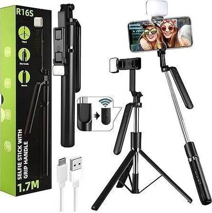 Sconzi R16S 360° Rotation Long Selfie Stick with Light Tripod, Monopod Kit, Tripod Kit