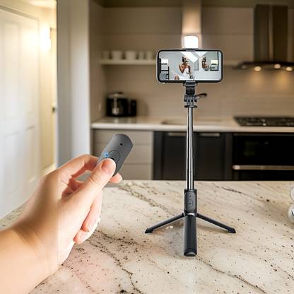 GUGGU Adjustable (Tripod) and (Selfie Stick) with Bluetooth Connectivity AW518 Tripod