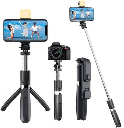 Growtechnohub R1S 3-in-1 Bluetooth Selfie Sticks with Flash, Detachable Wireless Remote G23 Tripod, Tripod Kit, Monopod Kit