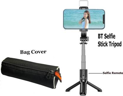 BUFONA 3-in-1 Mobile Stand Remote Bluetooth Selfie Stick with LED Fill Light+Carry Bag Tripod, Monopod, Monopod Kit, Tripod Ball Head, Tripod Clamp, Tripod Bracket, Tripod Kit