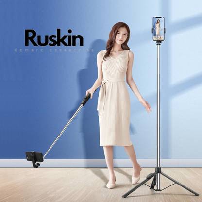 Ruskin 180cm Expandable Selfie Tripod Live Streaming Y17 Flashlight & Bluetooth Remote Tripod, Monopod Kit, Tripod Kit