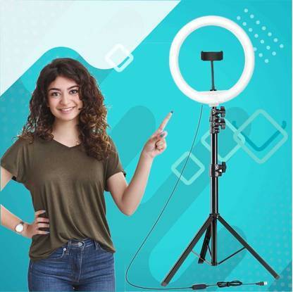 MOTOFLY Big Tripod Stand for Live Stream-LED Ring Light-10 Inch with Phone Holder Tripod