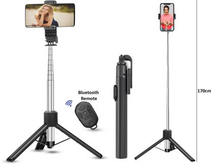 ANY KART Super Long 31-170cm 360°Selfie Stick with BT Remote for Videos(Replace battery) Tripod