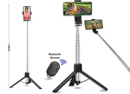 AMUSING Extra-long Selfie Stick with Large Reinforced Tripod Stand Upto 170cm Tripod