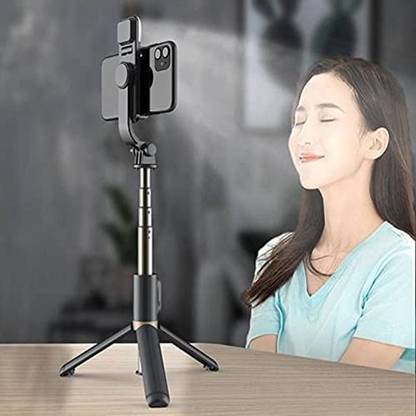 YUNGTTFNG Black Lightweight Adjustable Bluetooth Selfie Stick For Selfie & Blogging Tripod