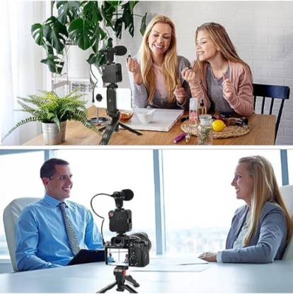 SYARA VID49-KIT92-Video Kit Vlogging Kit with Microphone Tripod Stand and LED Light Tripod