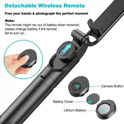 Clairbell KL_533B_XT-02 Mobile Stand with Selfie Stick Bluetooth Selfie Stick (Black) Tripod
