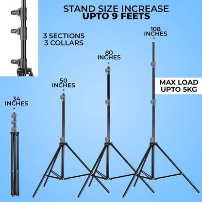 WRADER Long Tripd Stand 9 Feet Stand for Mobile DSLR Camera Ring Light Studio Light Tripod