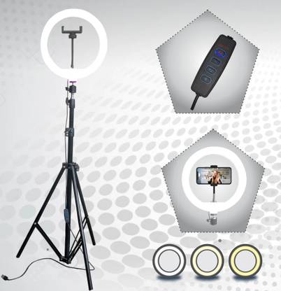 JAMMY ZONES Premium 7" Metal Tripod With 10 inch LED Ring Light For Photo/Video/Selfie Shoot Tripod, Tripod Kit