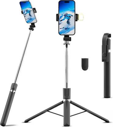 eloies R1S-L Selfie Stick Tripod Stand 5 Feet With Small Light & Remote Tripod