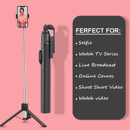 Mobtude Super Long Extendable in-Built Tripod SelfieStick and Detachable Wireless Remote Tripod