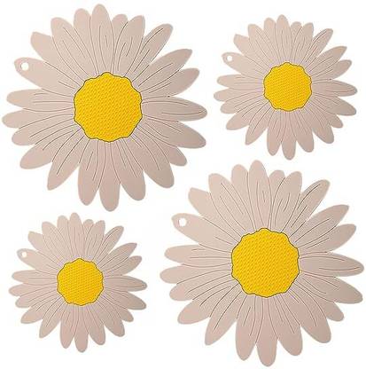 Besillia Silicone Coasters Set - Non-Slip Coasters Made of Silicone Soft Glue Washable & Reusable Coaster for Kitchen, Dining Table, Office, Big+Small,Pink Trivet