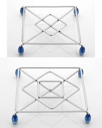 OYSTIO Stainless Steel Heat Resistant Hot Pot Stand, Heating Pads for Dinning Table, Stainless Steel Placemats, Pot Bowl Tawa Holder, Hot Mat for Dining Table Mirror Trivet