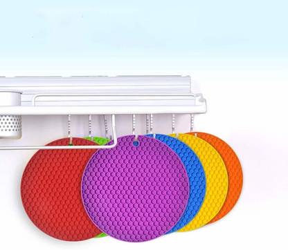 PARAMDHYEY Silicone Pot Holder And Oven Mitts, Multipurpose Non-Slip Insulation Honeycomb Rubber Hot Pads Trivet, Heat Resistant Antislip Place Mat For Home Use Trivet