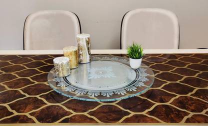 Easyroot Revolving Serving Tray for Dining Table- Flora Clear Trivet