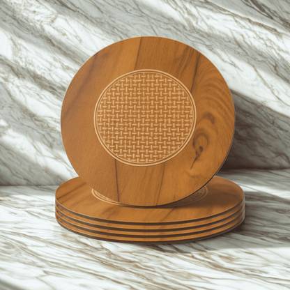 Cartavya Premium 20cm Wooden Trivet, Heat-Resistant Stand for Kitchen, Café & Restaurant Laser Engraved Rustic Matte Finish with Natural Bamboo Grain Texture Trivet