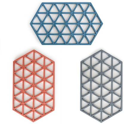 HEXONIQ Silicone Table Mats Non-Slip Insulated Flexible Durable Pot Holder Coasters Reusable Hexagon Cup Mat Heat Trivet for Kitchen Table Bowl Dishes (3 Pcs) Silicone Trivet