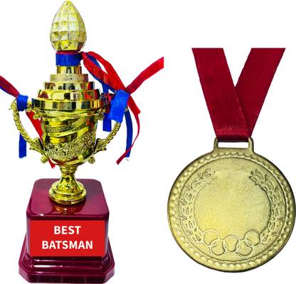Dinetic 8 Inch “Best Batsman” Trophy with Medal/Award/Gift Trophy medal Medal F-366 Trophy