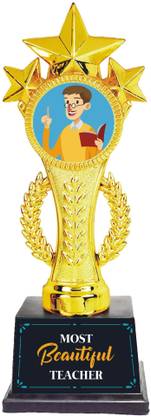 Gifts Bucket Most Beautiful Teacher Star Award Trophy Gift for Sir Trophy