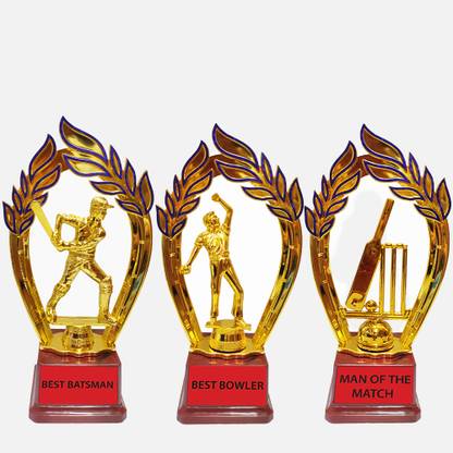 BAREEZÉ PURE Cricket Man of the Match Trophy Cricket Best Batsman Trophy Cricket Best Bowler Trophy