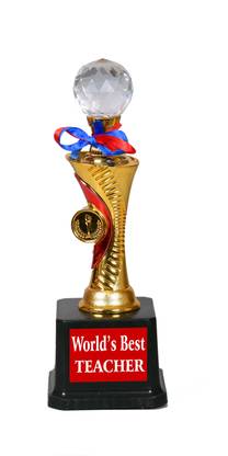 Jayshri handicrafts Best Teachers Day Gifts Best Teacher in The World Trophy Golden Award Trophy