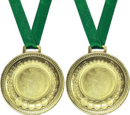 HouseOfCommon 2Pc Medals for school competition sport 50gm olympic Medal Green Strip Medal