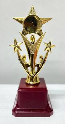 JJH Three Human Three Star Golden Trophy Small Trophy