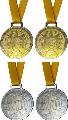 YMD Medals for School Competition Sports Event 2 (G+S) No. 2inch Yellow Strip Medal