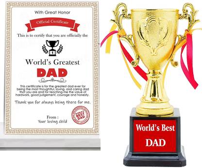Jayshri handicrafts Gift for World's Best Dad Trophy WITH MEDAL DAD CARD DAD Father Day gift set Trophy
