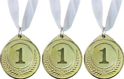 LCARNO 3 Pc Imported Gold Medal With White Strip Medals for school competition sport Medal