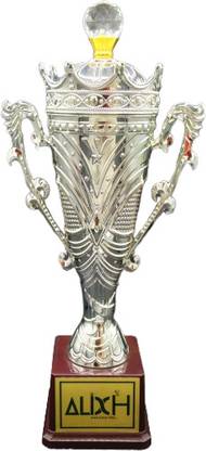 Alish 14 Inch Silver Trophy with Crystal Top | Royal Champion Cup for Awards Trophy