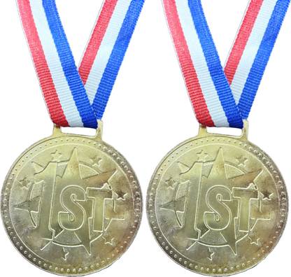 HouseOfCommon 2pc Gold No. Medal With U.S Strip Medals for school competition sport Medal