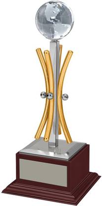 GABA TIME Metal trophy for winner big size with a crystal globe, brass & s/s finish Trophy