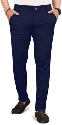 Slim Fit Men Blue Trousers